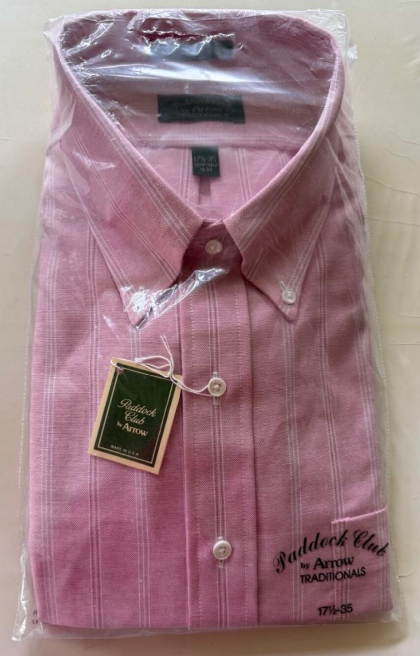 Arrow Traditional Men's Button Down Shirt - Sz 17.5-35, Med. Pink  - New w/Tags